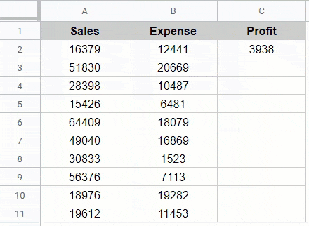 Apply Formula to an Entire Column using Drag and Drop