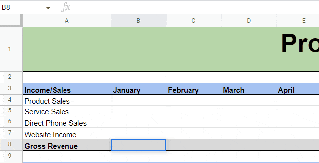 =SUM to calculate subtotal