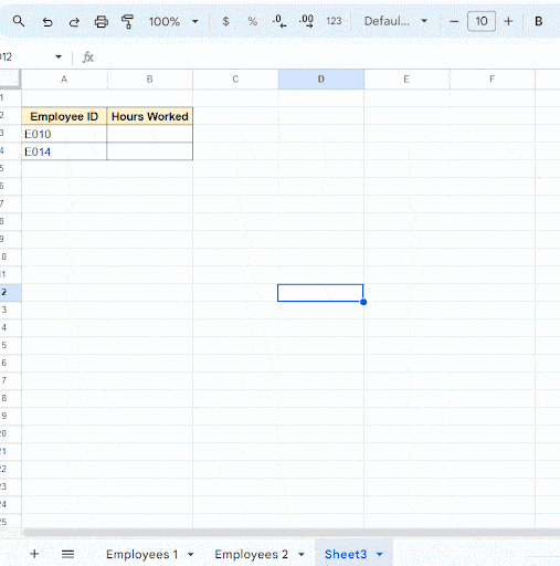 Hours worked GIF for Google Sheets from another tab