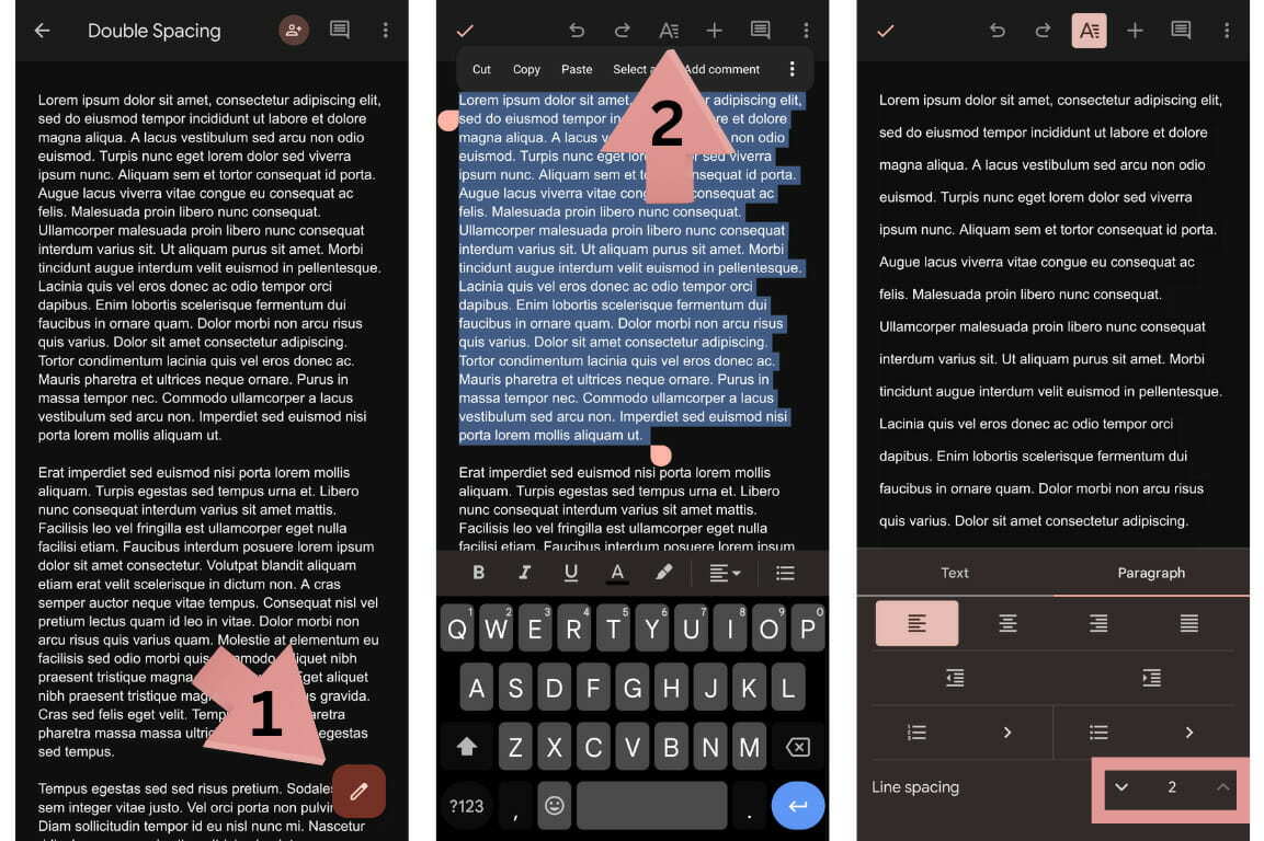 Change formatting on Google Docs mobile