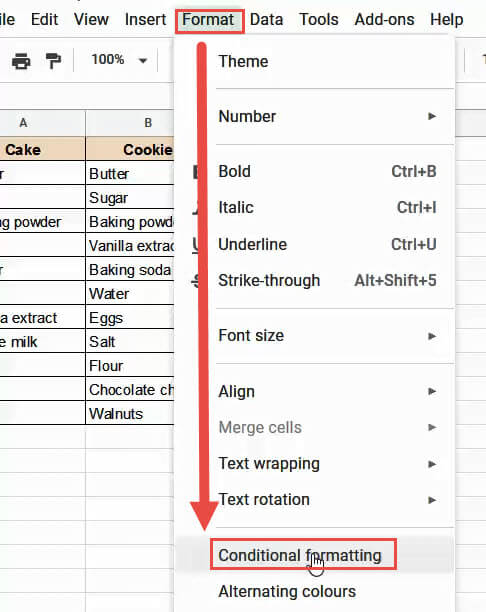 Click on Conditional formatting