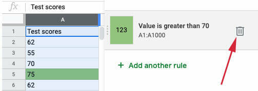 Delete conditional formatting