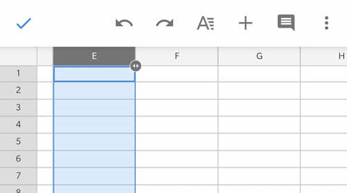 Hide Columns in Google Sheets Apps - Select the column