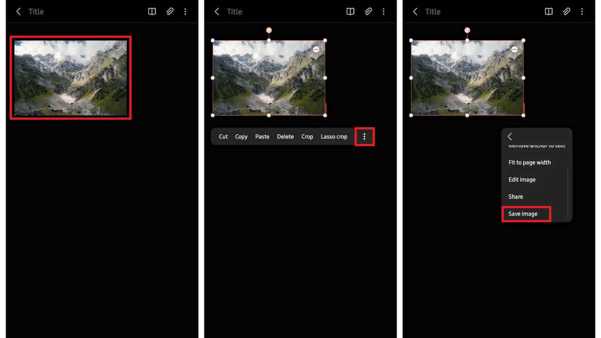 How to save an image from Google Docs on a mobile device