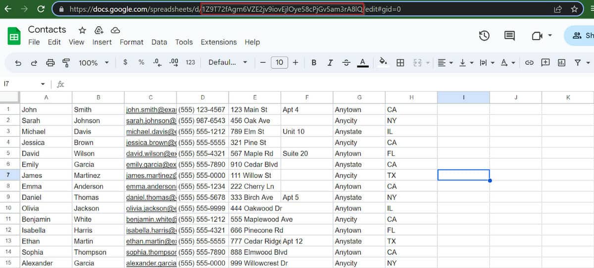 Transferring existing contacts to new test sheet