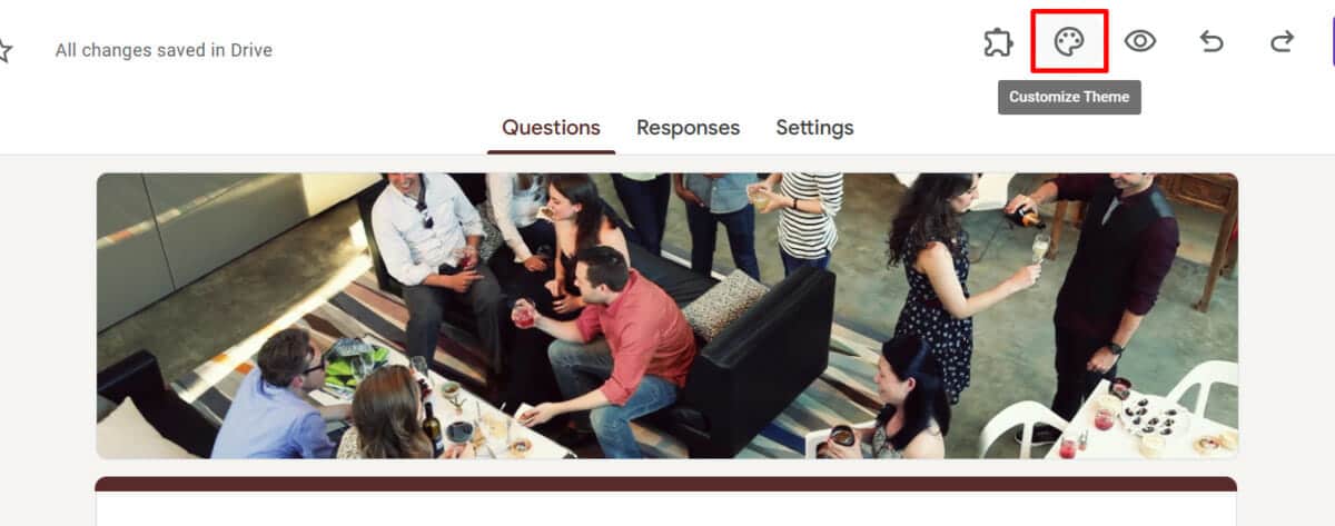 The "Customize Theme" palette icon in Google Forms