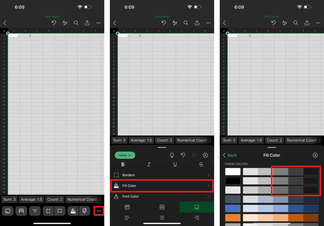 How to change excel fill color on mobile