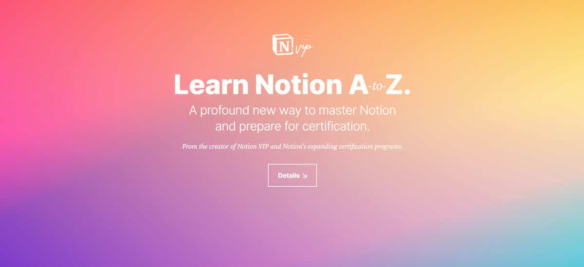 Notion A-to-Z website screenshot