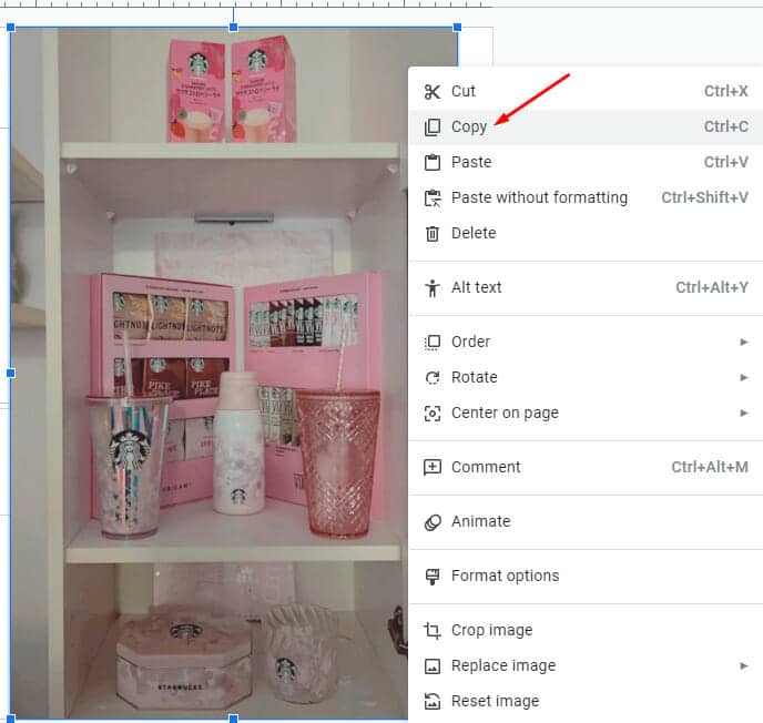 How to save an image from Google Slides—copying an image