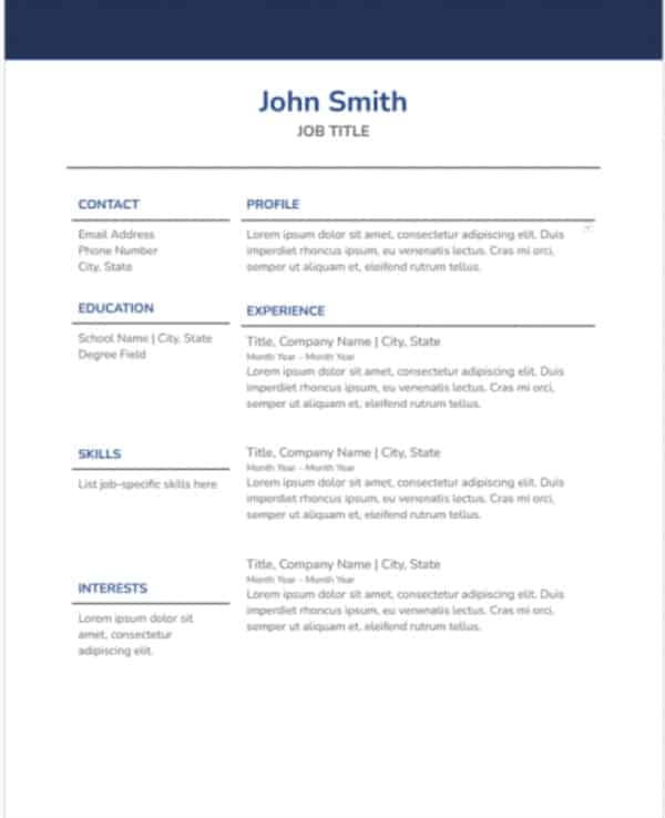 general resume template in google docs