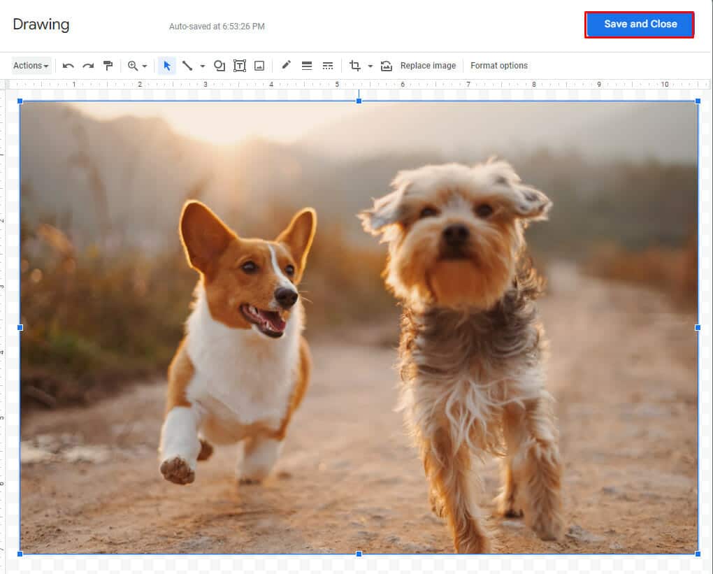 Save and close flipped image in GDocs