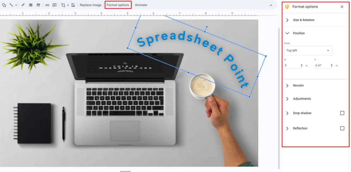 How to move images around on Google Slides