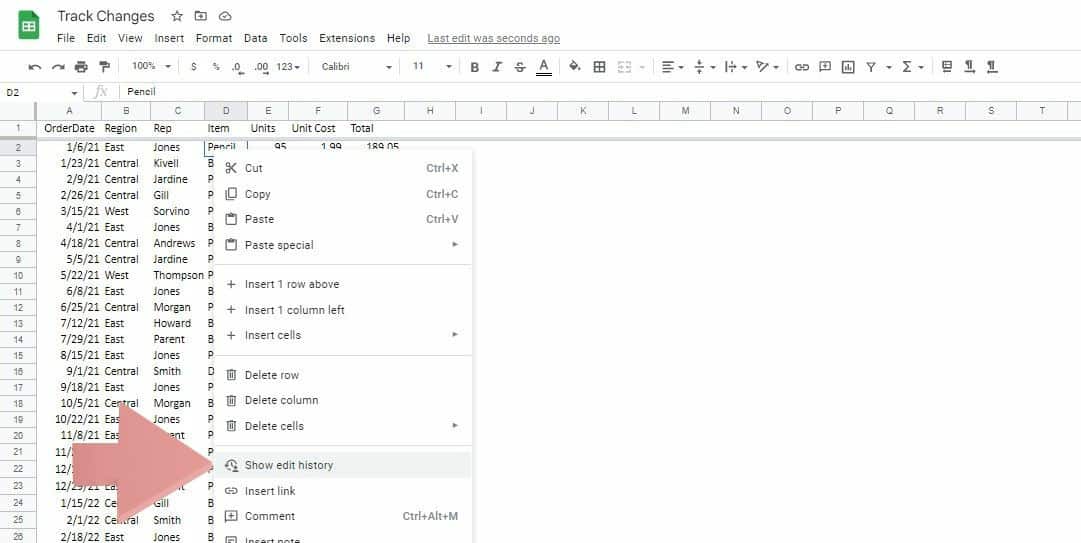 Google Sheets Track Changes