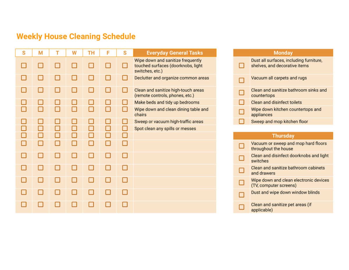 Weekly Cleaning Schedule Template screenshot