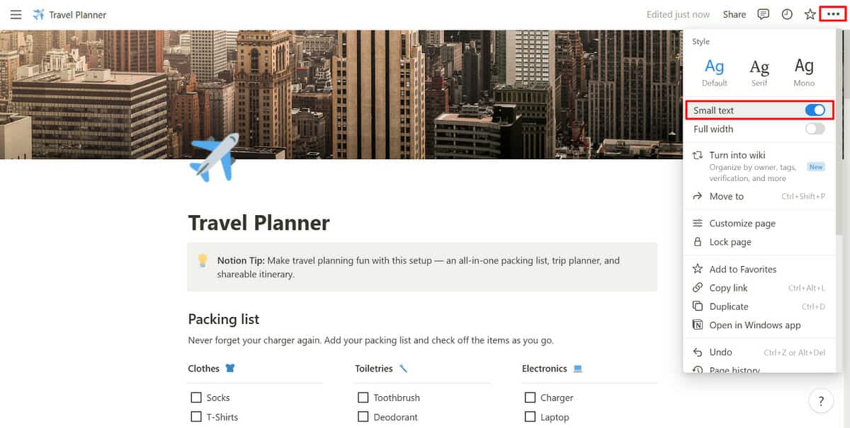 How to reduce font size on Notion