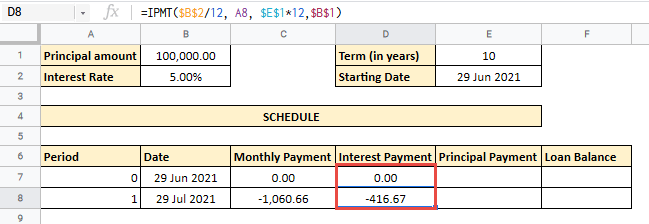 amortization schedule google sheets