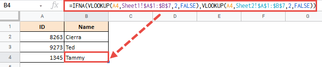 IFNA Function in Google Sheets