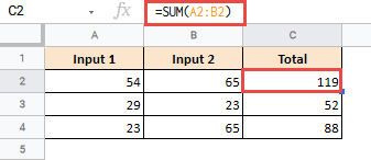  the precedents for cell C2 are cells A2 and B2.