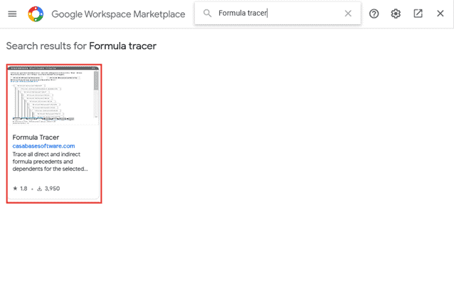 Select the Formula Tracer app from the app thumbnails that appear in the search result.