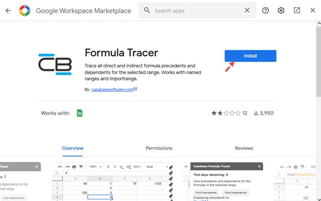 Using an Add-on to Trace Precedents and Trace Dependents in Google Sheets