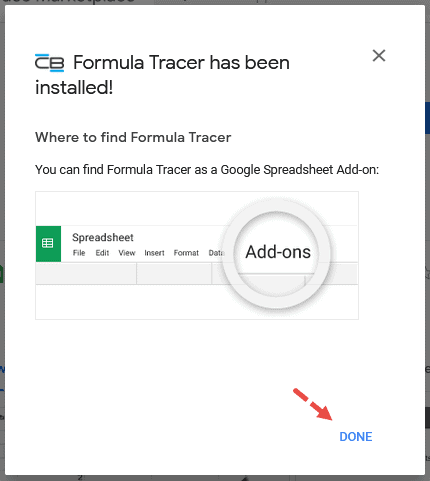 ‘Formula Tracer has been installed’.