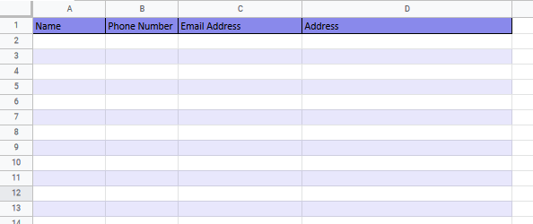 google sheets address book template