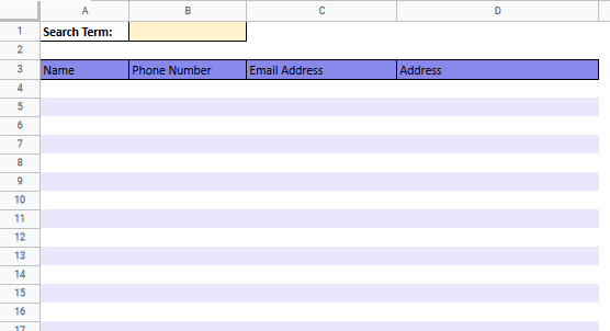 address sheet template