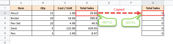 Google Sheets copy value not formula—copied formula returning unexpected results