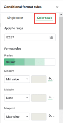 color scale tab