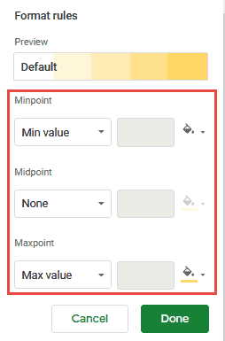 minpoint, midpoint, maxpoint