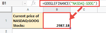 the GOOGLEFINANCE function