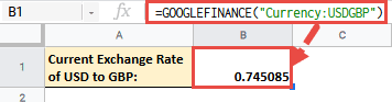 formula to get exchange rates to convert USD to GBP