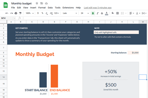 google sheets expense tracker template