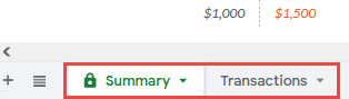 summary and transactions