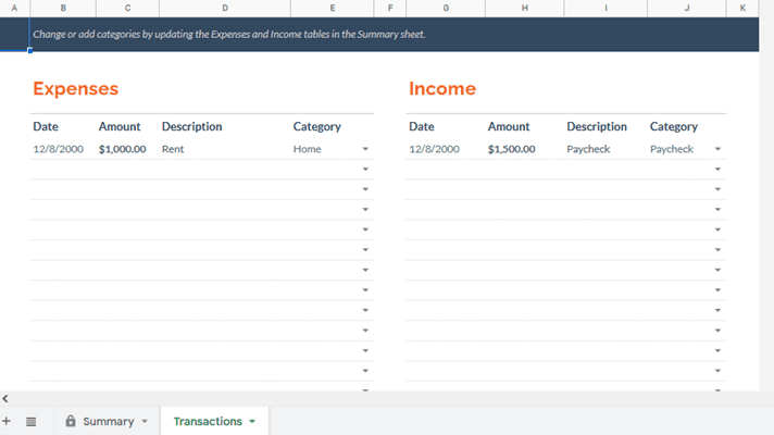 transactions tab