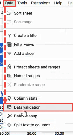 Navigate to Data->Data Validation