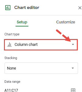 click on the dropdown under Chart type.