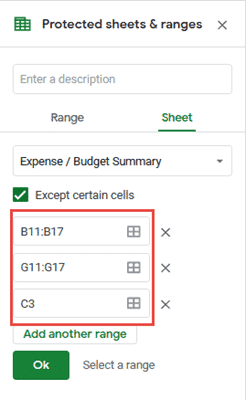 protected sheets and ranges info