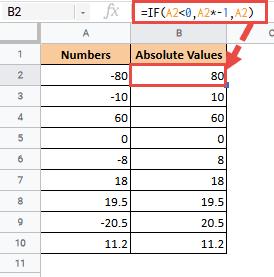 =IF(A2<0,A2*-1,A2)