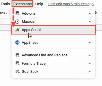 Navigate to Extensions->Apps Script from the main menu