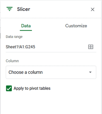 Slicer sidebar