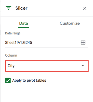 Select the column that you want your slicer to correspond to. 