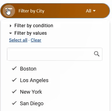 Slicer filter menu