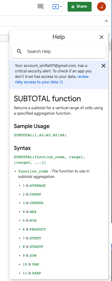 a detailed explanation of each function code