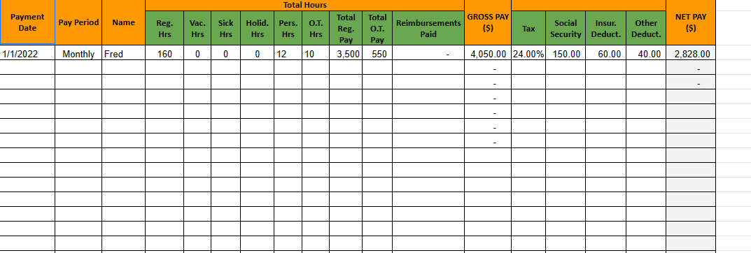 A Monthly Payroll Template for Google Sheets