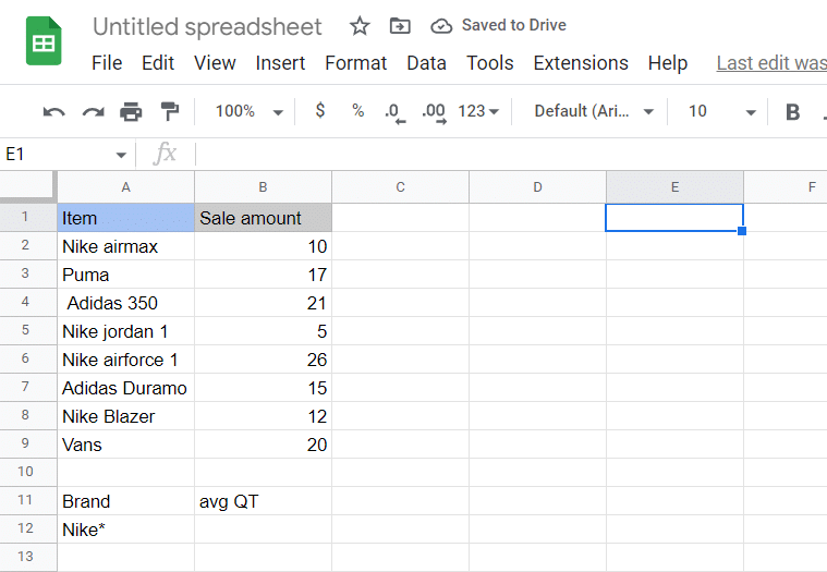 A sample data set