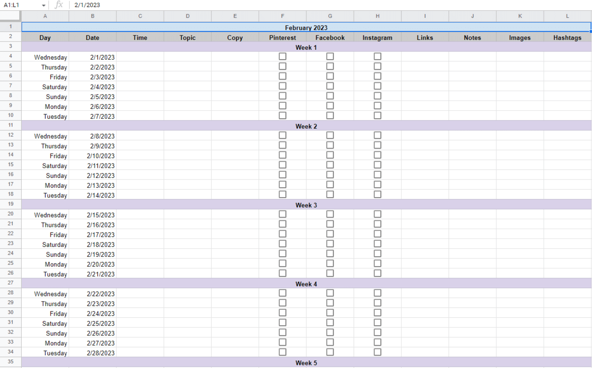 A social media calendar