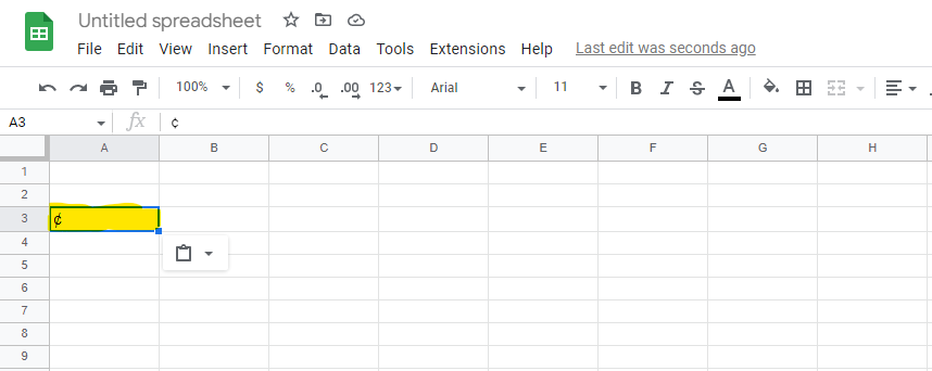 A Special character inside a Google Sheet