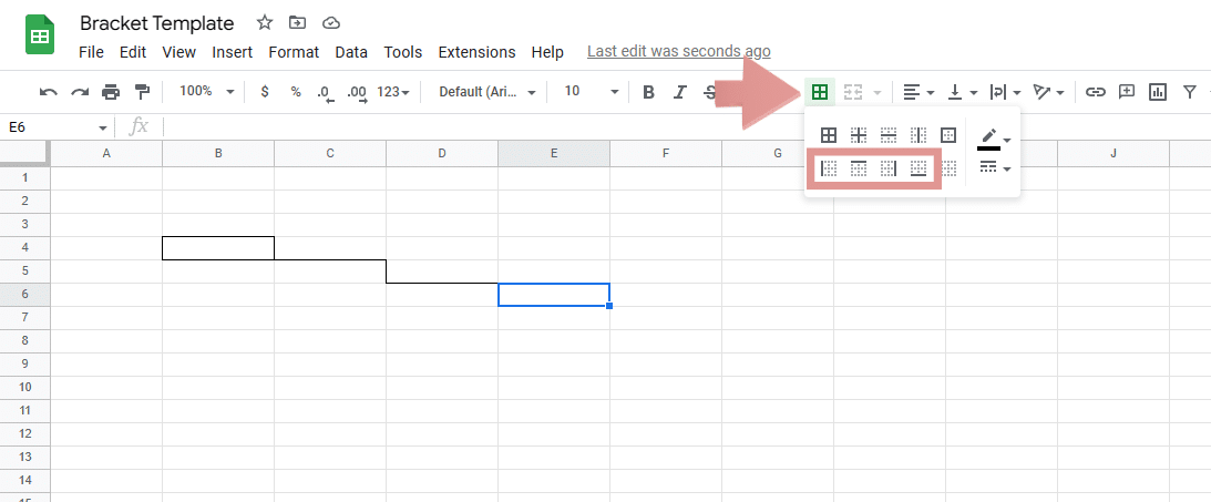 Add lines for the bracket template for Google Sheets