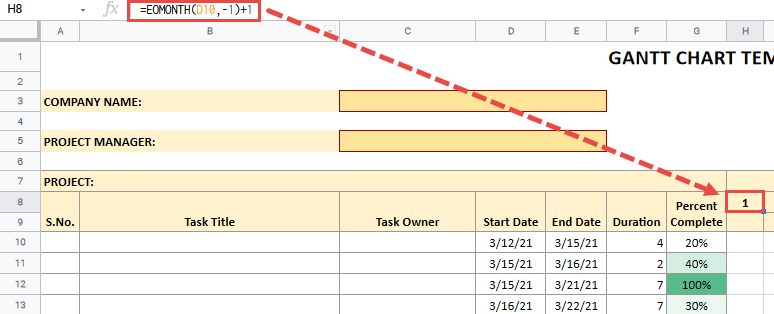 Add the EOMONTH formula